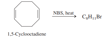 Bromination of 1,5-cyclooctadiene with N-bromosuccinimide (NBS) gives a mixture of two...