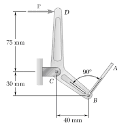 The lever BCD is hinged at C and is attached to a control rod at B. If 200 P = N, determine (a) The...