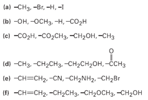 Rank the following sets of substituents in order of priority 1 answer below » Rank the following...