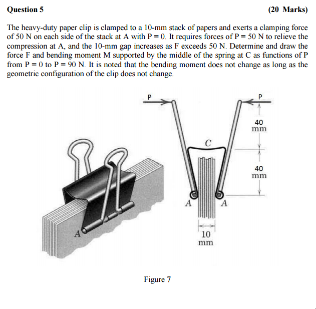 The heavy-duty paper clip is clamped to a 10-mm stack of papers and exerts a clamping force of 50 N...