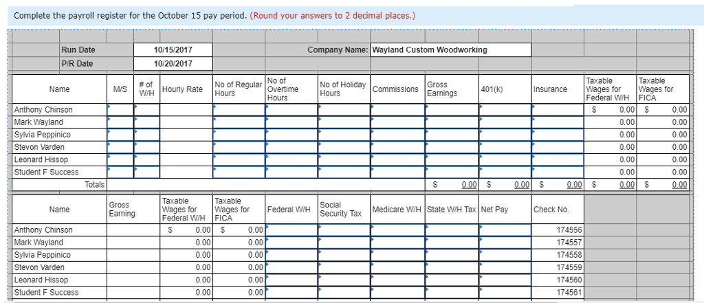 Appendix A Continuing Payroll Project: Wayland Custom Woodworking (3 Months, Part 1) The following...-8