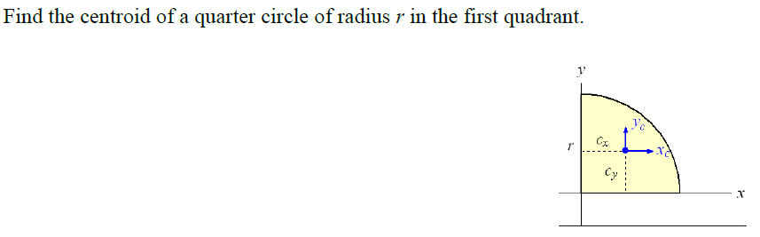 Find the centroid of a quarter circle of radius r in the first quadrant. Find the centroid of a...