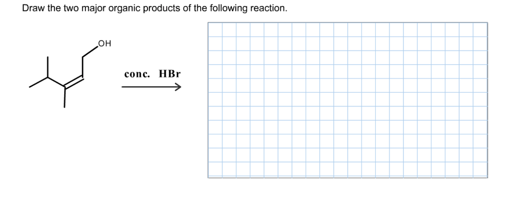 Draw the two major organic products of the following reaction. Draw the two major organic products...