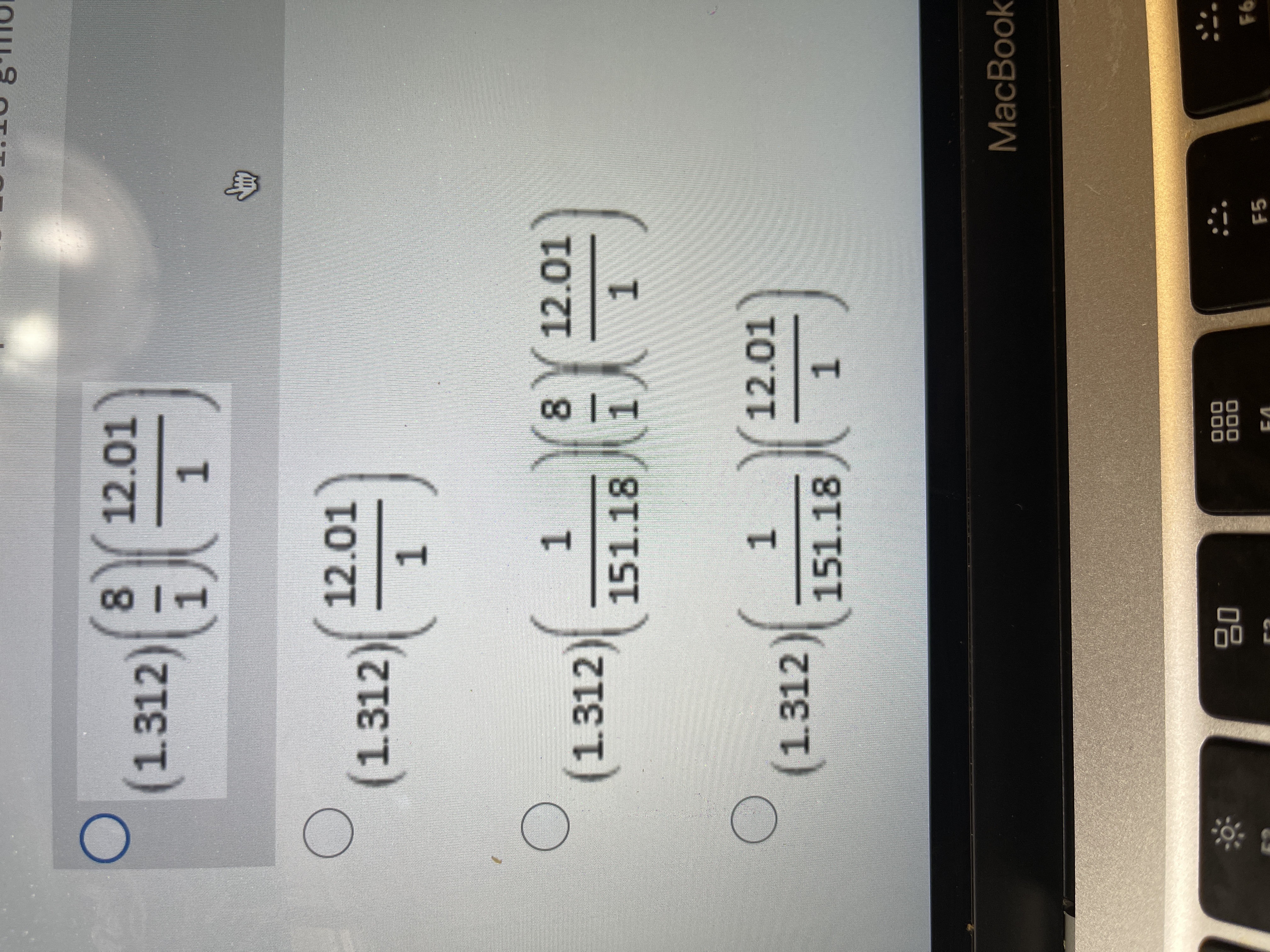 Which numerical process will determine a mass (in g) carbon and 1.312 mol of acetaminophen...