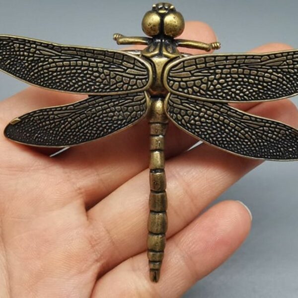 Brass Dragonfly Statue Home Decor Detachable Wing Sculpture 1