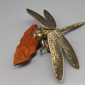 Brass Dragonfly Statue Home Decor Detachable Wing Sculpture 2