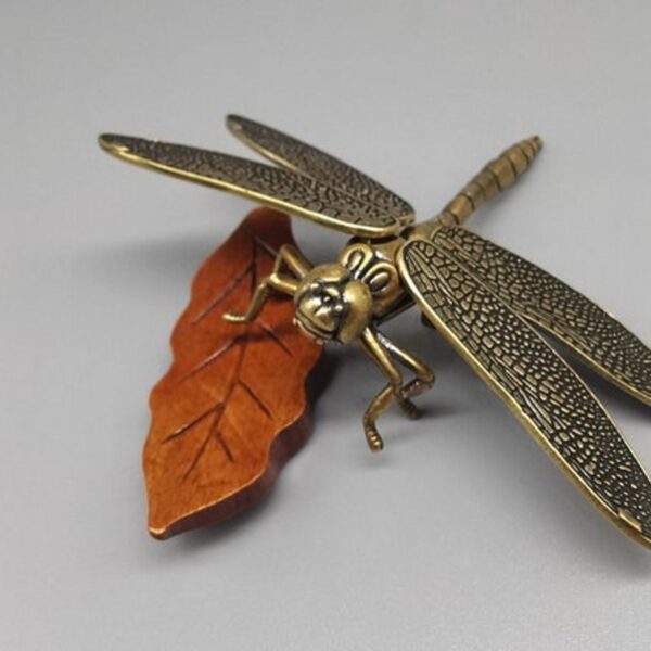 Brass Dragonfly Statue Home Decor Detachable Wing Sculpture 3