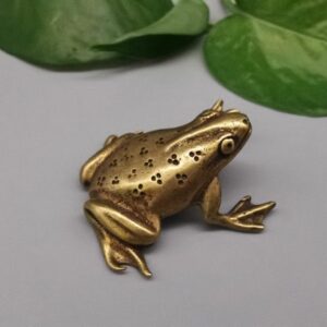 Brass Frog Statue Pocket Animal Ornament Mini Antique 0
