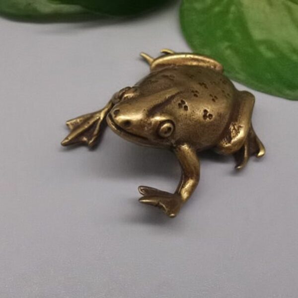 Brass Frog Statue Pocket Animal Ornament Mini Antique 4