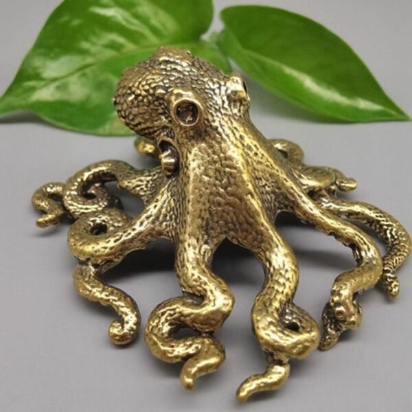 Brass Octopus Statue Mini Octopus Squid Sculpture Small 1