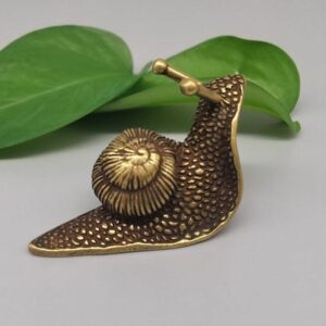 Two brass copper mini snails animal ornaments antique desk 3