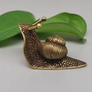 Two brass copper mini snails animal ornaments antique desk 5