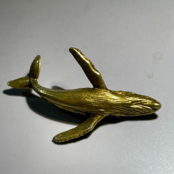 Solid Brass Small Whale Ornament Full Bronze Marine Mammal 3