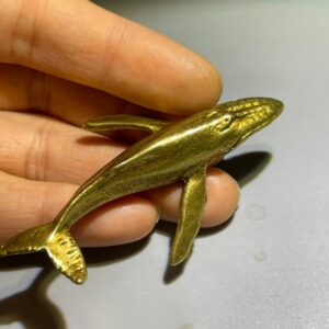 Solid Brass Small Whale Ornament Full Bronze Marine Mammal 6