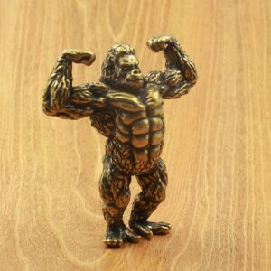 A pair of two pure copper King Kong fitness orangutan carved 1