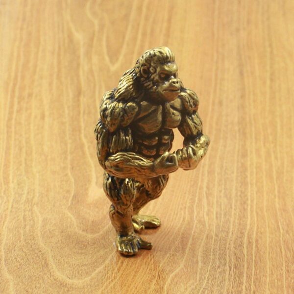A pair of two pure copper King Kong fitness orangutan carved 2