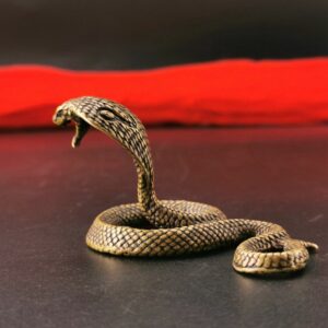 Antique Brass Cobra Zodiac Snake Statue Brass Ornament 1