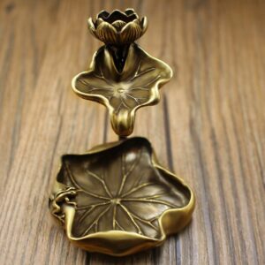 Pure copper lotus leaf backflow incense ornaments solid brass 2
