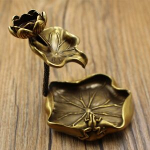 Pure copper lotus leaf backflow incense ornaments solid brass 4