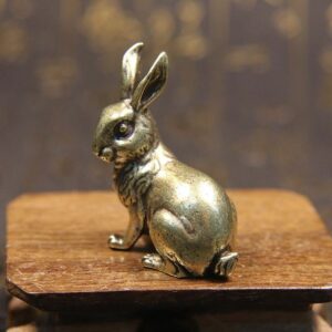 A pair Handmade Brass rabbit 6