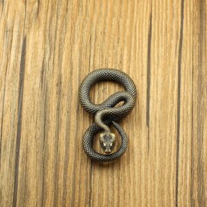 Antique and old brass coil snake ghost snake key chain 1