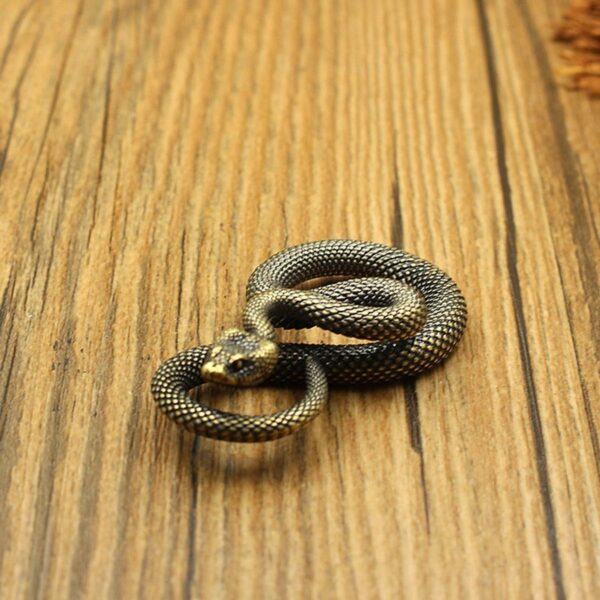 Antique and old brass coil snake ghost snake key chain 2