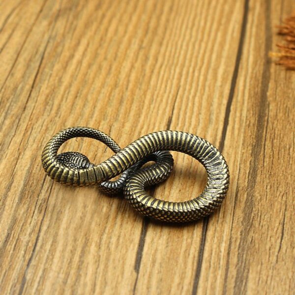 Antique and old brass coil snake ghost snake key chain 3