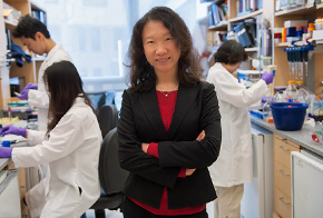 A photograph of Hao Wu in a lab