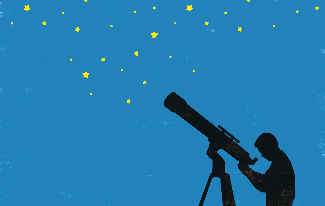 Person using telescope