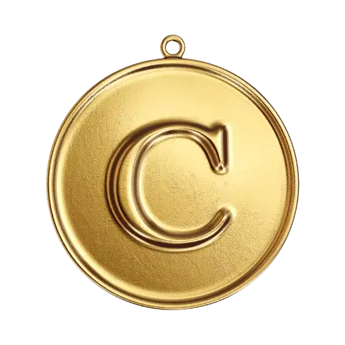 The Cibola Story Studio logo, a gold coin with a C in the center