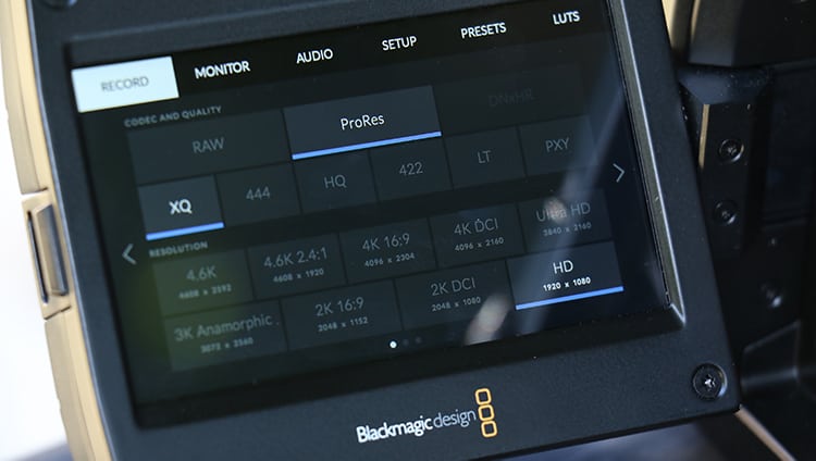 URSA Mini Pro 4.6k formatos