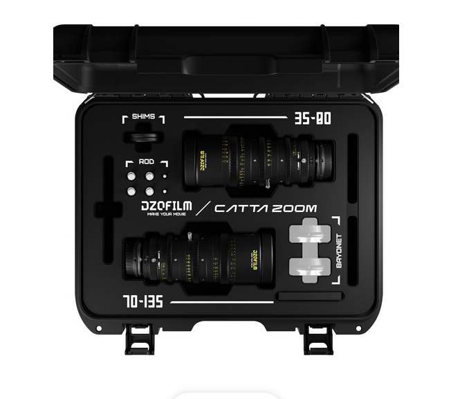 DZOFilm Catta 35-80mm & 70-135mm T2.9 E-Mount  Parfocal Cine Zoom Kit com 2 lentes (Black)