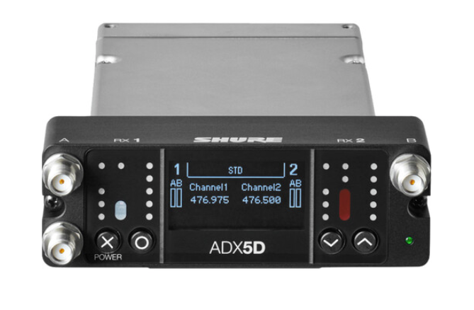 Shure ADX5D Axient Digital Dual-Channel Slot-Mount receptor sem fio (470 a 636 MHz)