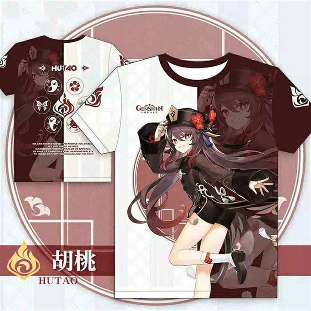 Genshin-t-shirts-anime-kawaii-hu-tao-3d-printing-t-shirt - Full Size To 5xl