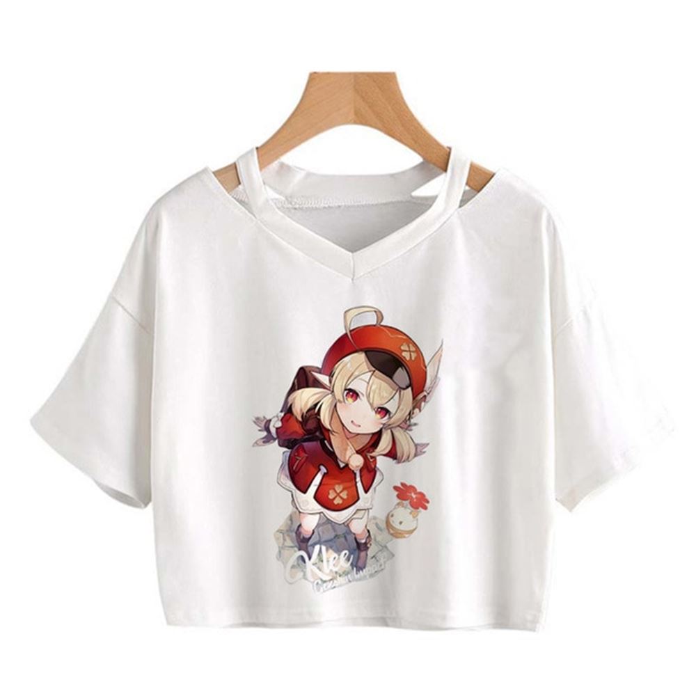Genshin-croptop-t-shirts-adorable-klee-printing-harajuku-shirt - Full Size To 5xl