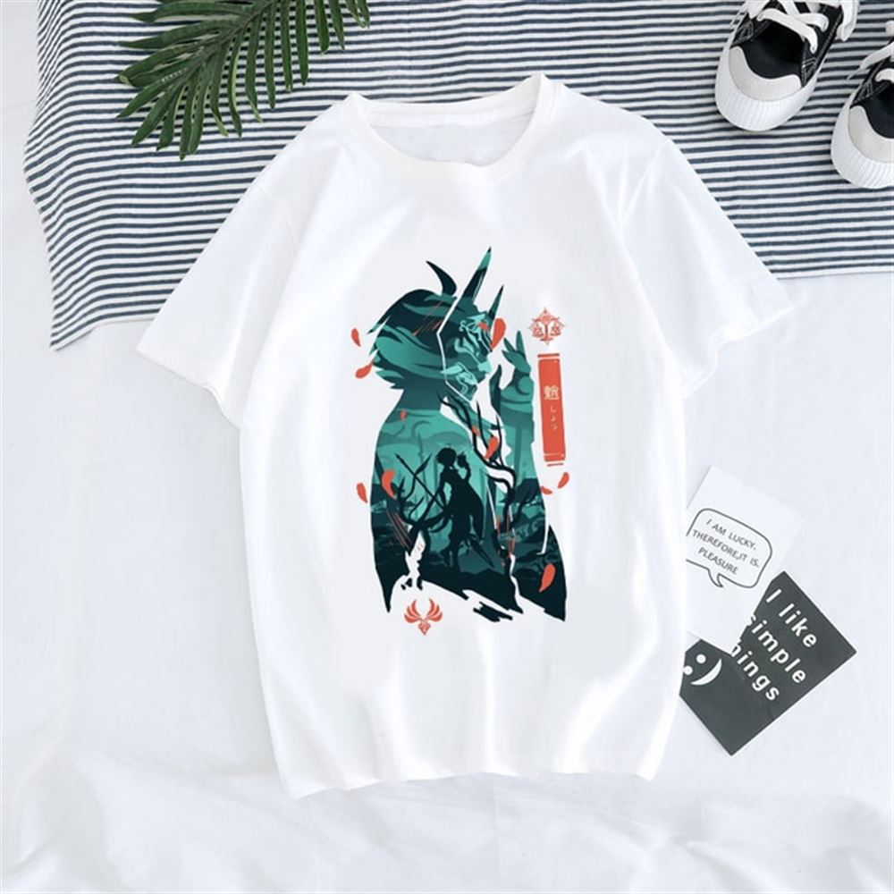 Genshin-t-shirts-xiao-shadow-summer-graphic-t-shirt - Full Size To 5xl