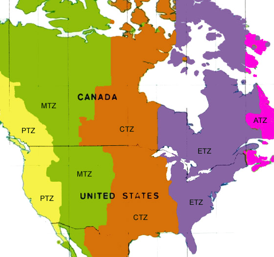 Карта сша с часовыми поясами