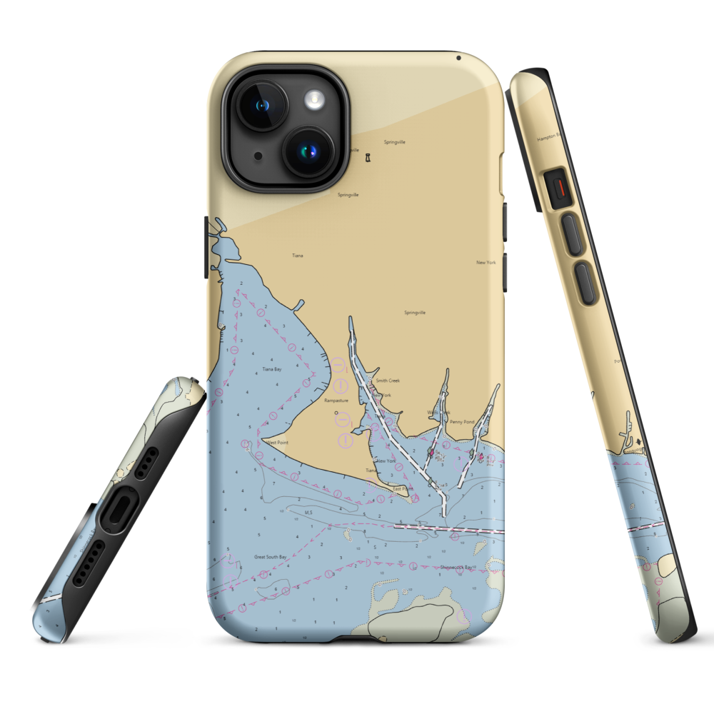 Hampton Landing (Holtsville, NY) NOAA Chart  Tough iPhone Case iPhone 15 Plus model shown