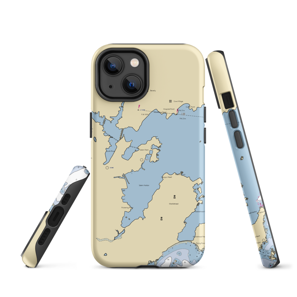 Winter Island Maritime Park (Salem, MA) NOAA Chart  Tough iPhone Case iPhone 14 model shown