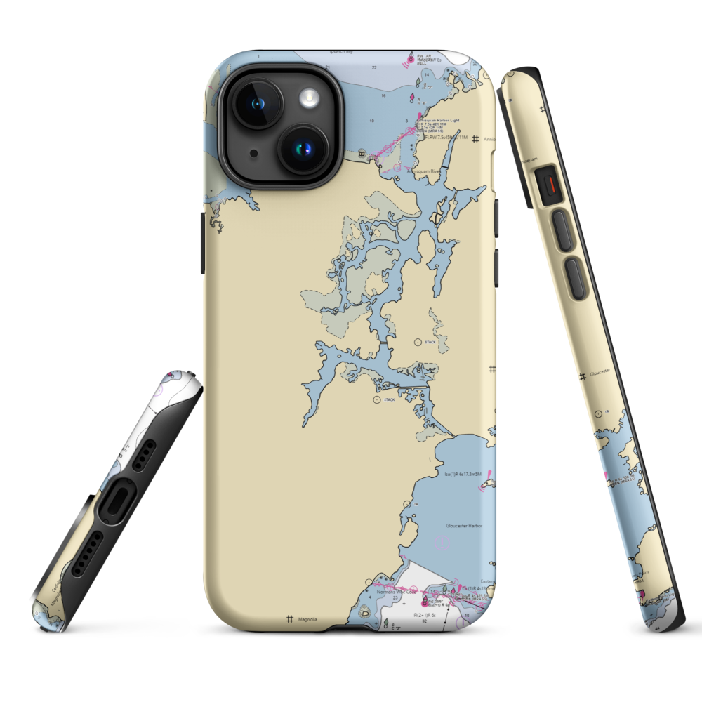 Heron Way Marina & Club (Gloucester, MA) NOAA Chart  Tough iPhone Case iPhone 15 Plus model shown