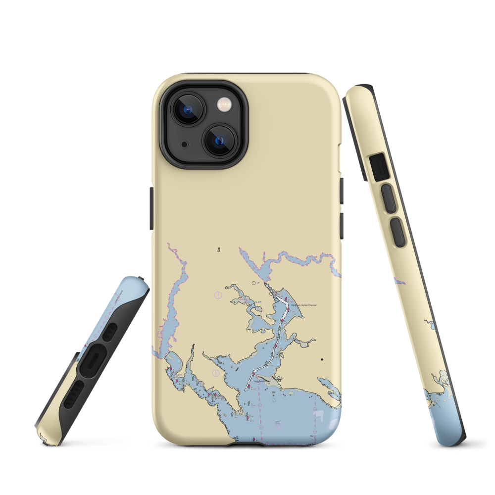 Wareham Town Pier (Wareham, MA) NOAA Chart  Tough iPhone Case iPhone 14 model shown