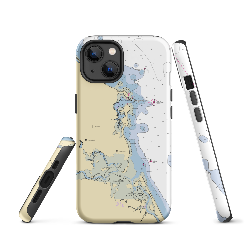 Scituate Harbor Cole Parkway Marina (Marshfield Hills, MA) NOAA Chart  Tough iPhone Case iPhone 13 model shown