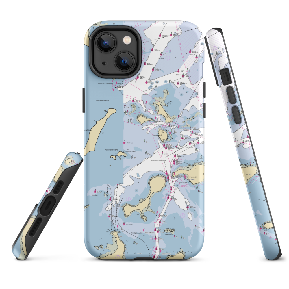 Boston Harbor Islands: Georges Island (Boston, MA) NOAA Chart  Tough iPhone Case iPhone 14 Plus model shown