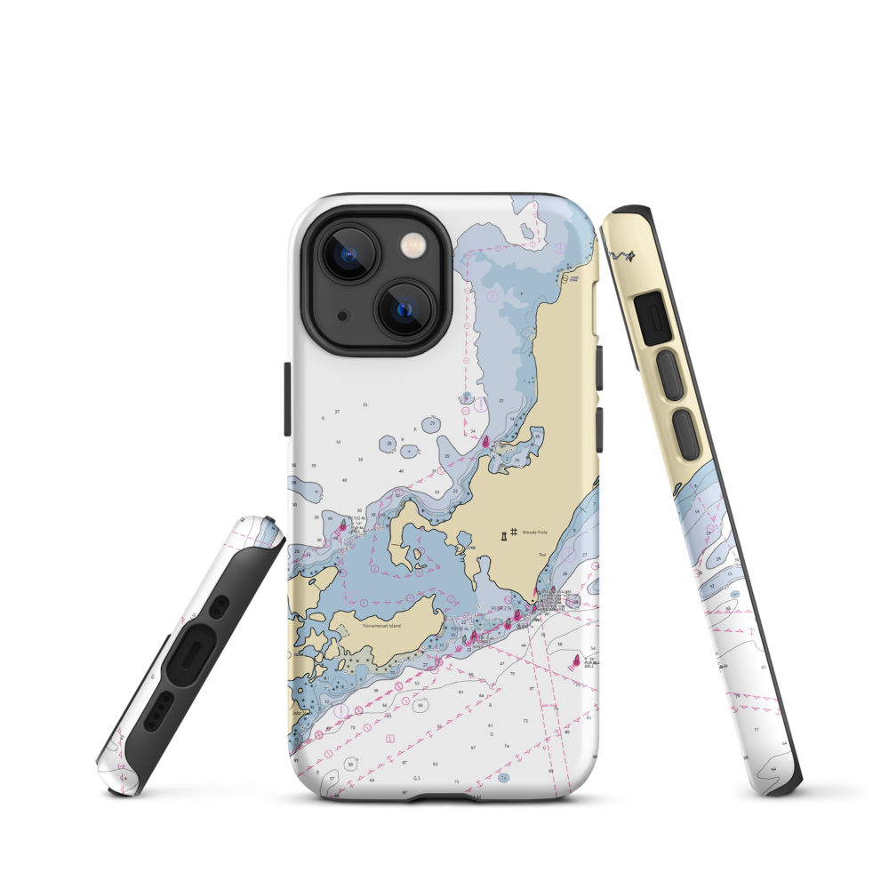 Woods Hole Yacht Club (Woods Hole, MA) NOAA Chart  Tough iPhone Case iPhone 13 mini model shown