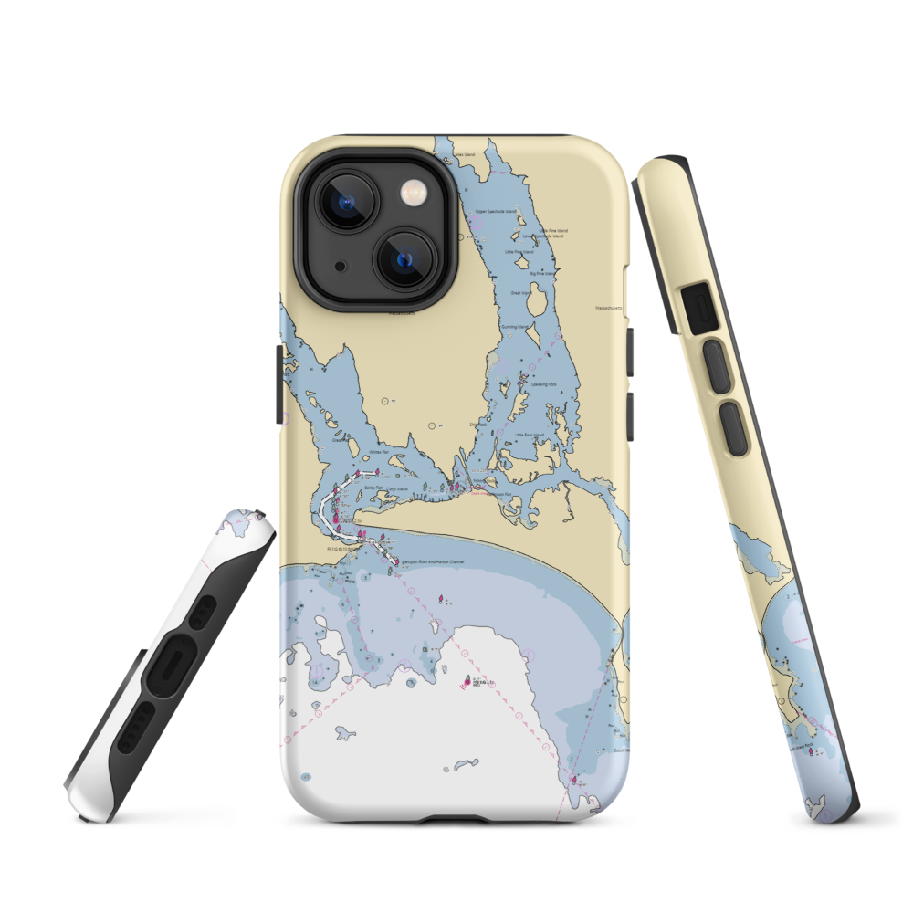 Leach & Son (Westport Point, MA) NOAA Chart  Tough iPhone Case iPhone 14 model shown
