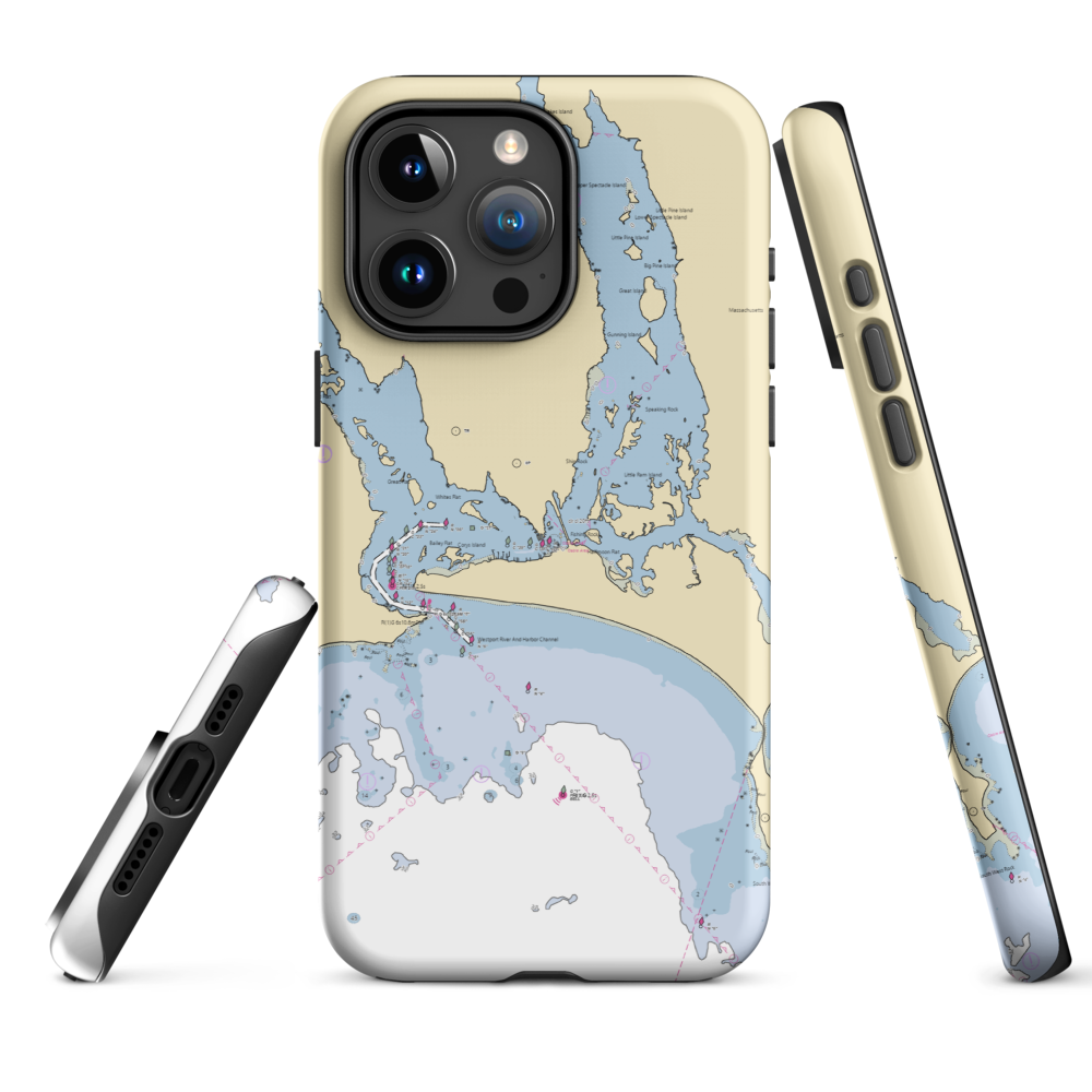 Leach & Son (Westport Point, MA) NOAA Chart  Tough iPhone Case iPhone 15 Pro Max model shown