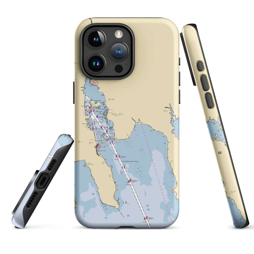 Fairhaven Shipyard & Marina (New Bedford, MA) NOAA Chart  Tough iPhone Case iPhone 15 Pro Max model shown