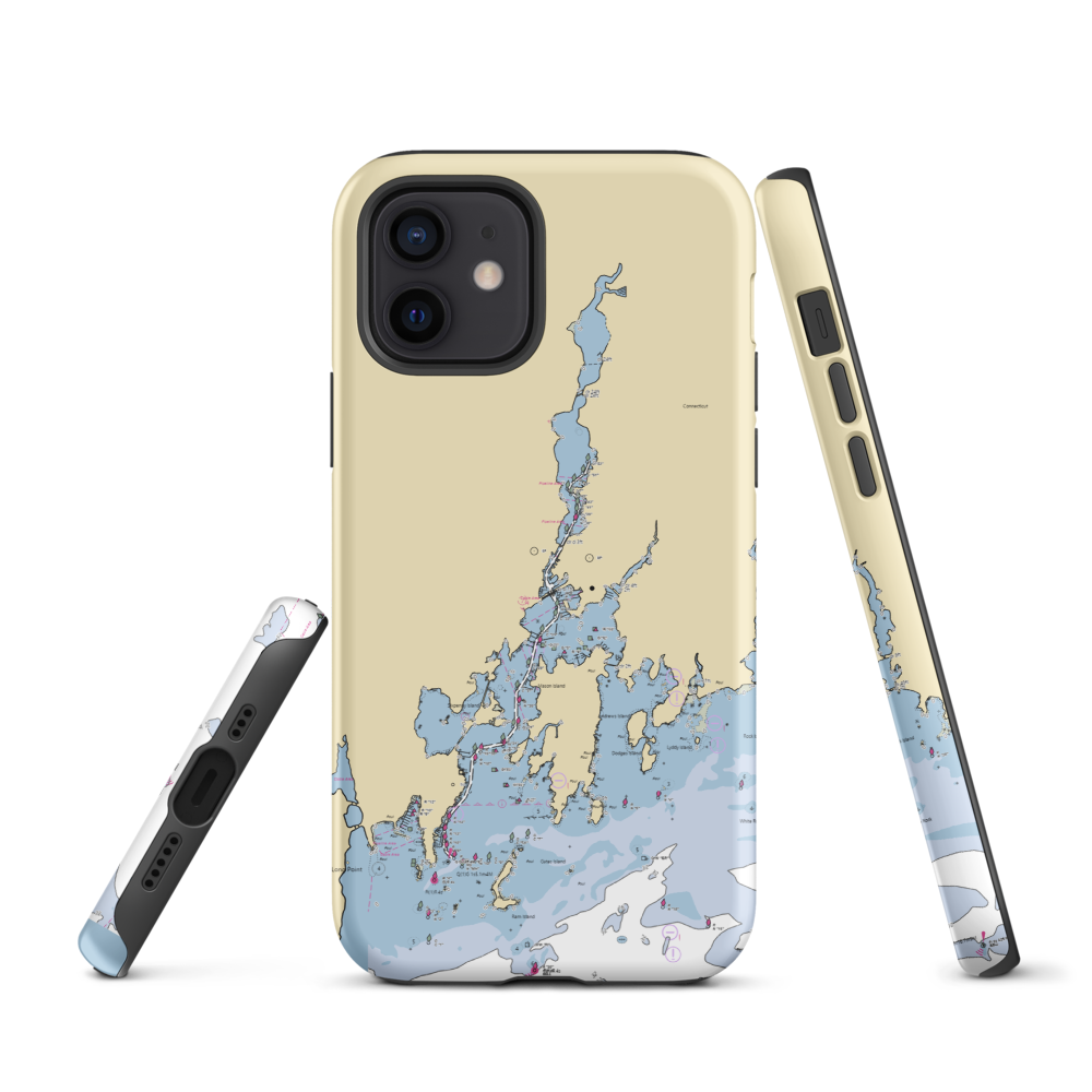 Mystic Shipyard East (West Mystic, CT) NOAA Chart  Tough iPhone Case iPhone 12 model shown