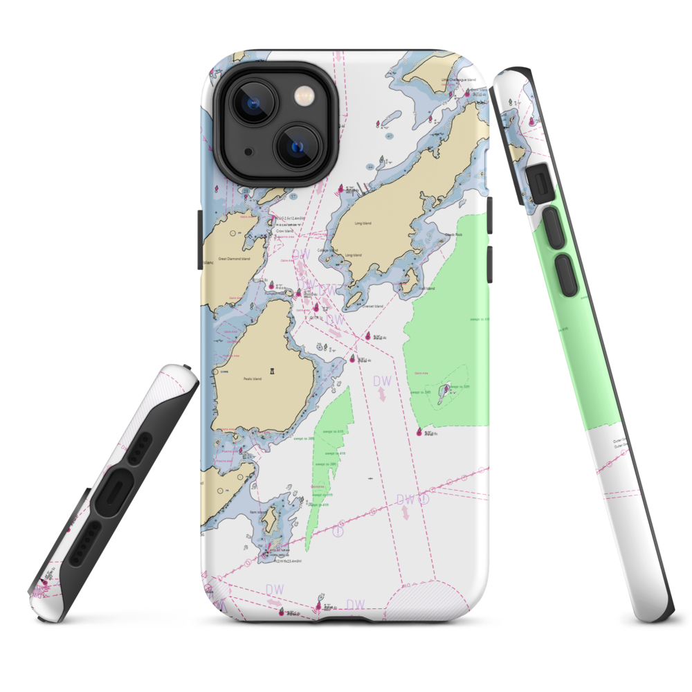 Fore Points Marina (Portland, ME) NOAA Chart  Tough iPhone Case iPhone 14 Plus model shown