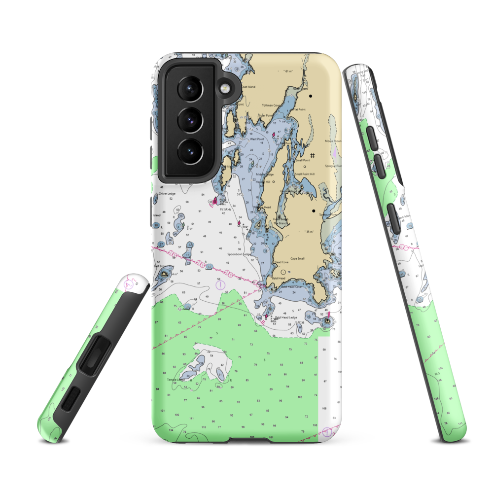 Hermit Island Campground Marina (Sebasco Estates, ME) NOAA Chart Samsung Phone Case Samsung Galaxy S21 FE model shown